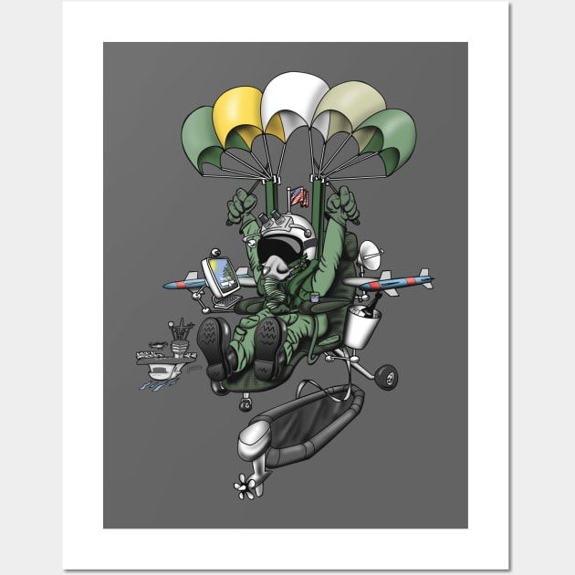 Naval Aviation Life Support Systems (ALSS) Parachute Rigger Cartoon Wall Art by hobrath